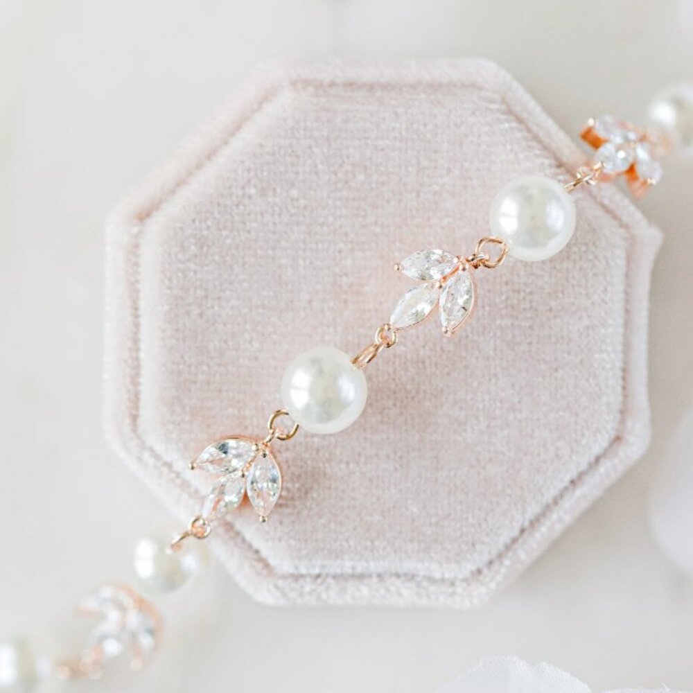 Wink of Pink Wedding Jewelry Anastasia Pearl Wedding Bracelet - Rose Gold